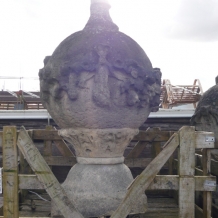 Large Carved Bath Stone Finial with Swags