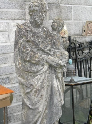 100 plus year old Cast Statue of Joseph holding Jesus