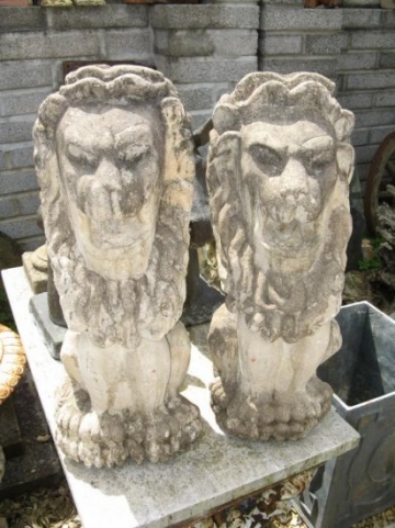 Hand Carved Stone Lions