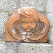 Terracotta Block with Cherrub Face