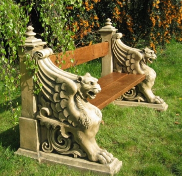 Winged Lion Bench with Commemorative Plaque