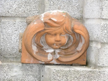 Terracotta Block with Cherrub Face